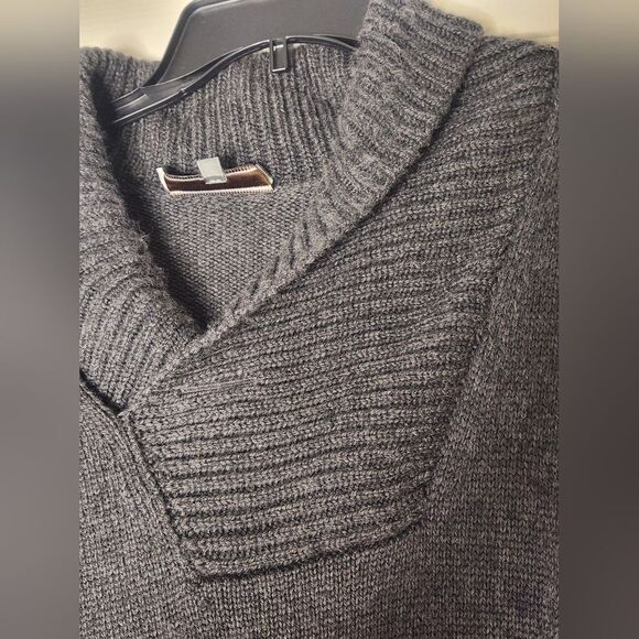 Hickey Freeman L Gray Knitted 100% WOOL Shawl Collar Women’s Sweater ITALY - Picture 4 of 10